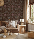 Papier peint Dahlia grimpant, marron