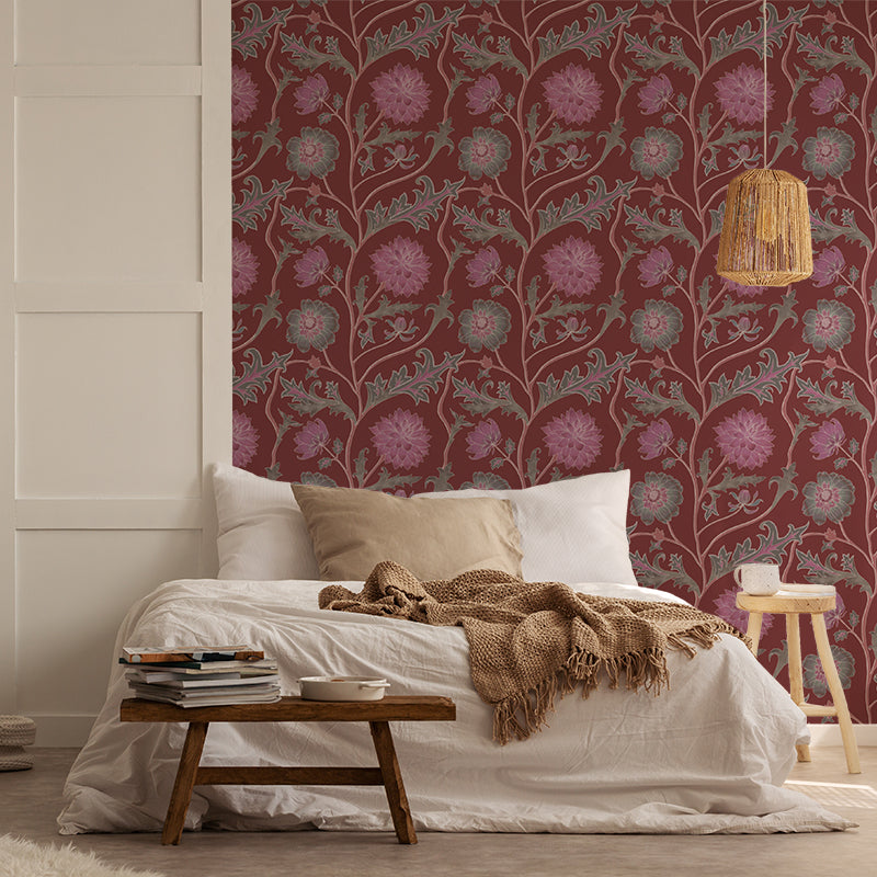 Papier peint Dahlia grimpant, rouge