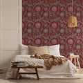 Papier peint Dahlia grimpant, rouge