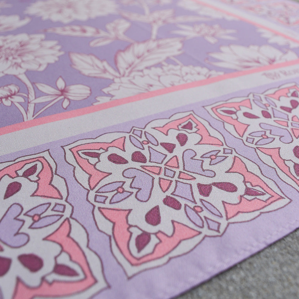 Lilac Silk Scarf, Dahlia Blooms