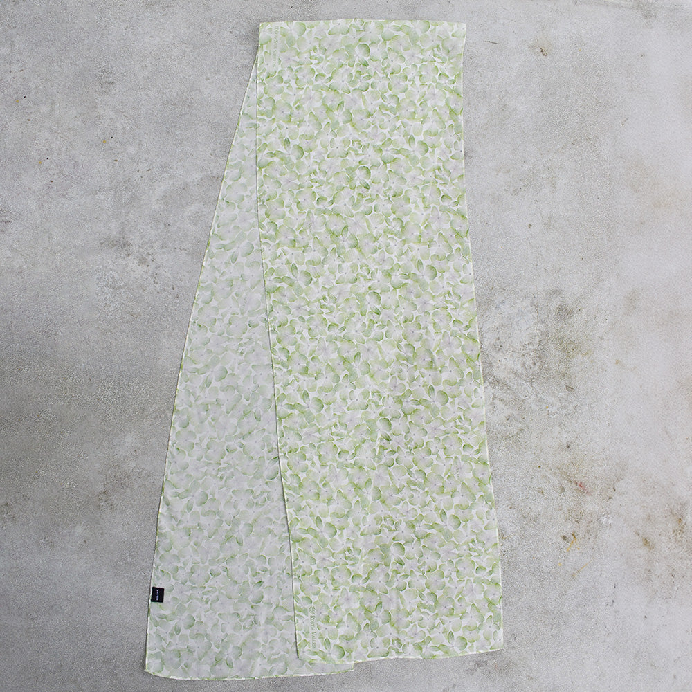 Green Hydrangeas Silk Chiffon Scarf