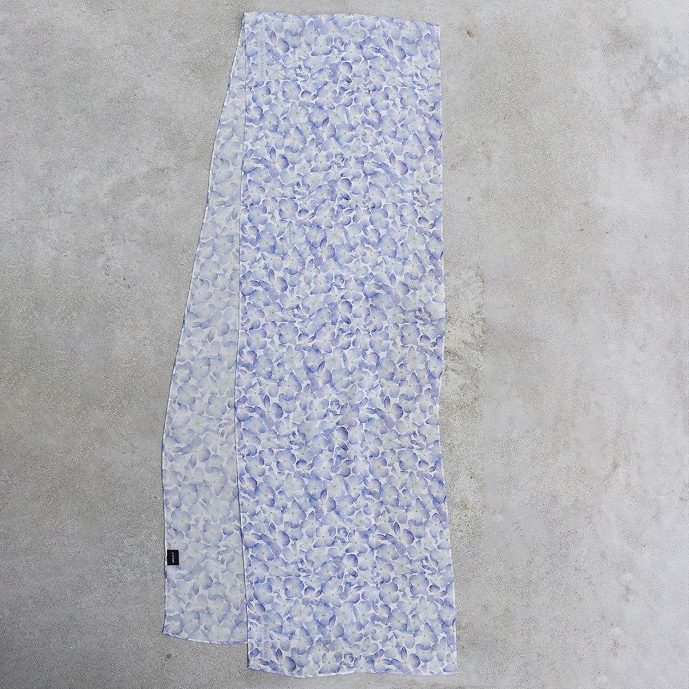 Foulard en mousseline de soie - Hortensias bleus