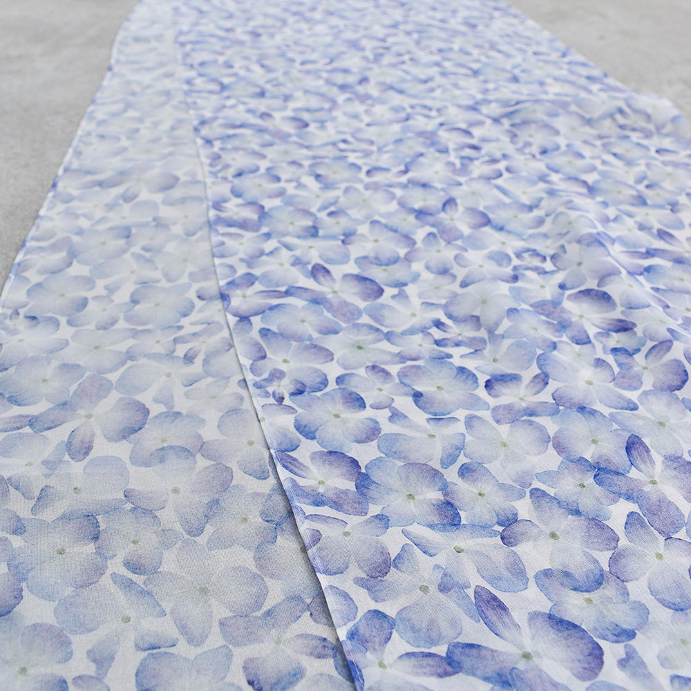 Foulard en mousseline de soie - Hortensias bleus
