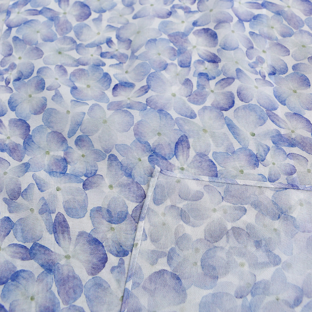 Blue Hydrangeas Silk Chiffon Scarf