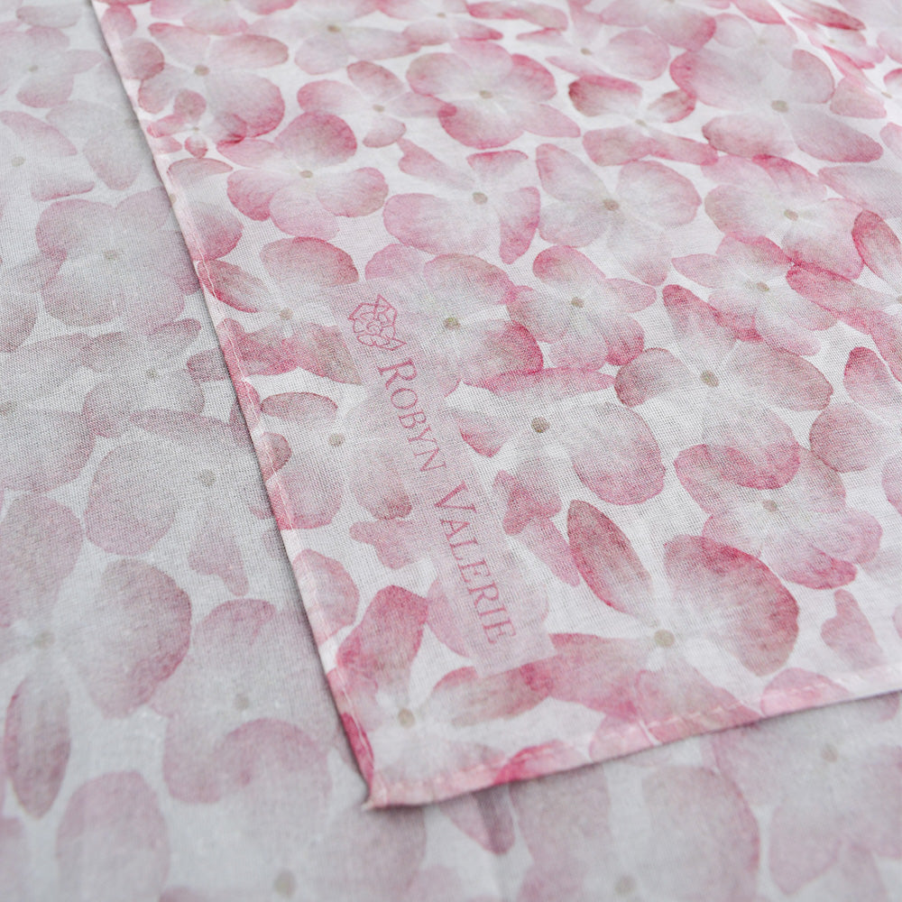 Pink Hydrangeas Silk Chiffon Scarf