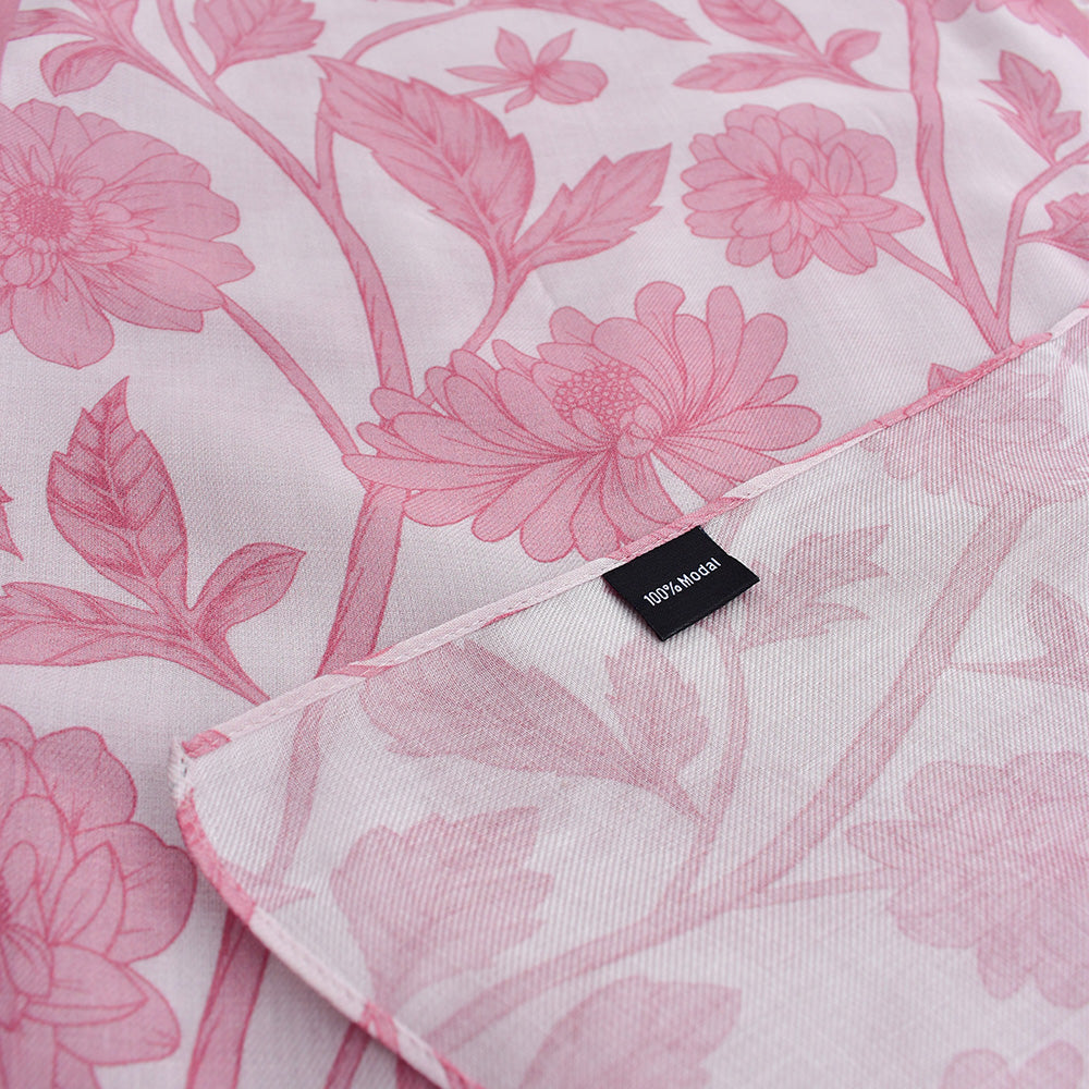 Pink Floral Modal Scarf