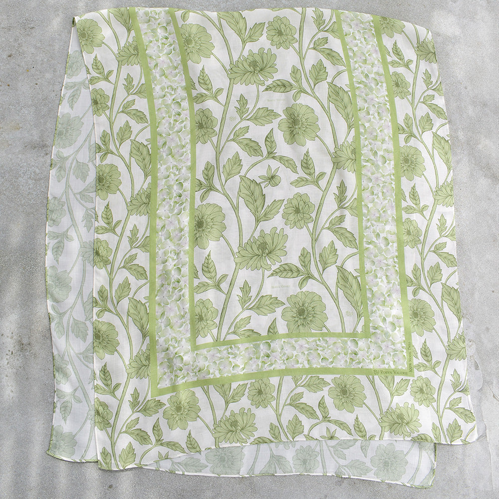 Écharpe vert floral en modal