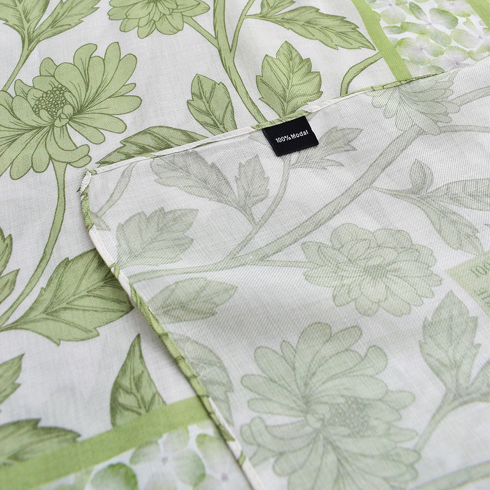 Écharpe vert floral en modal