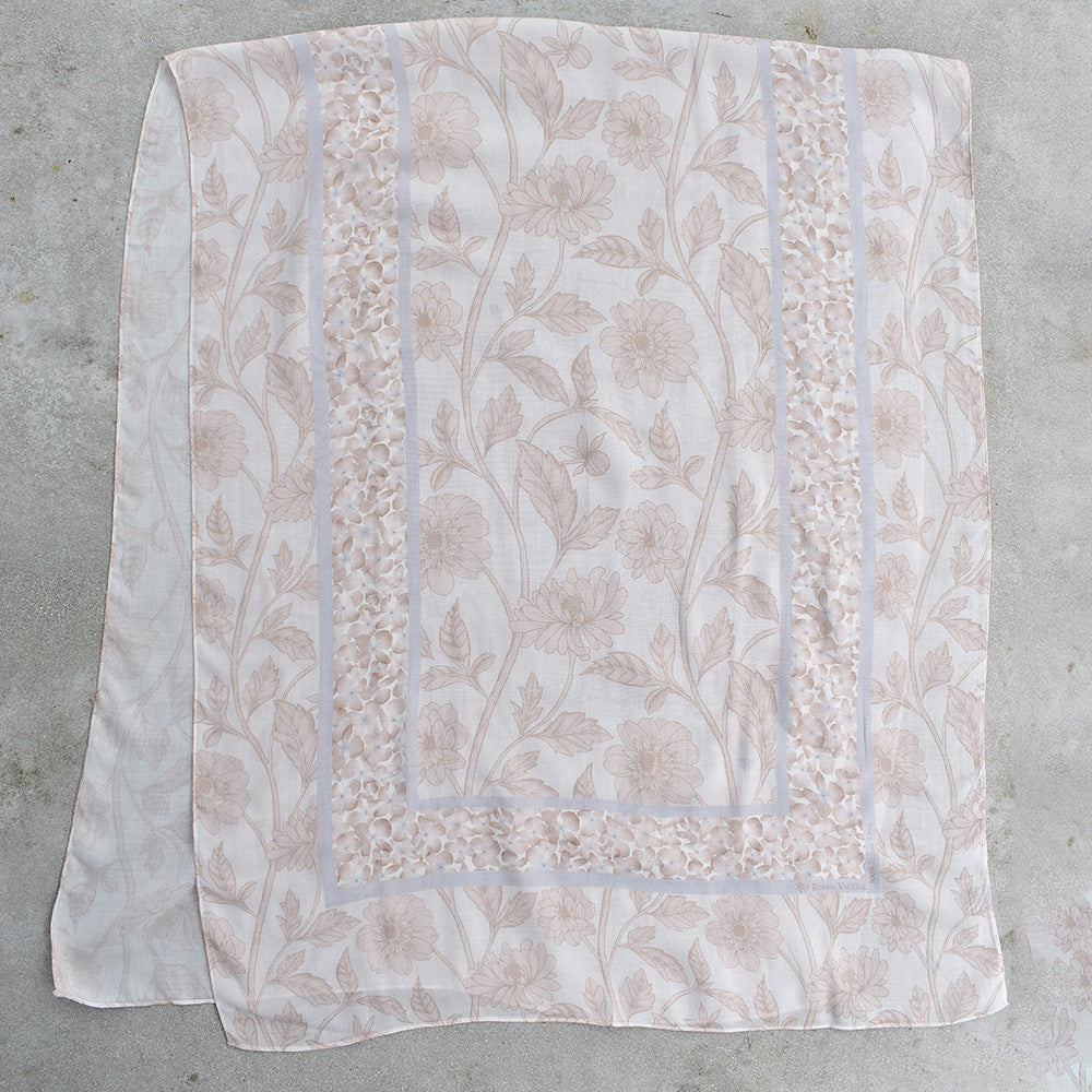 Foulard en modal fleuri beige