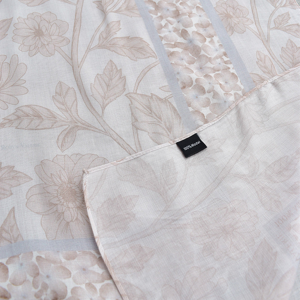 Foulard en modal fleuri beige