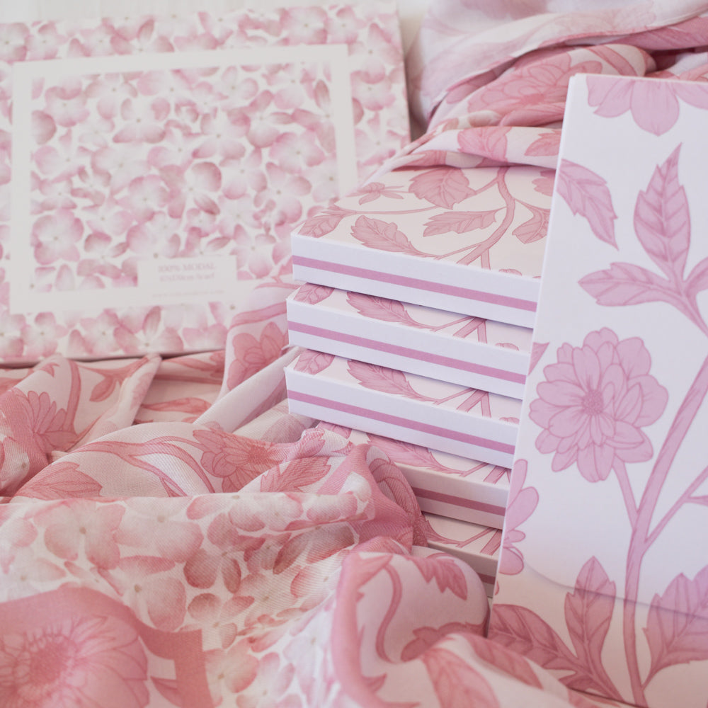 Pink Floral Modal Scarf