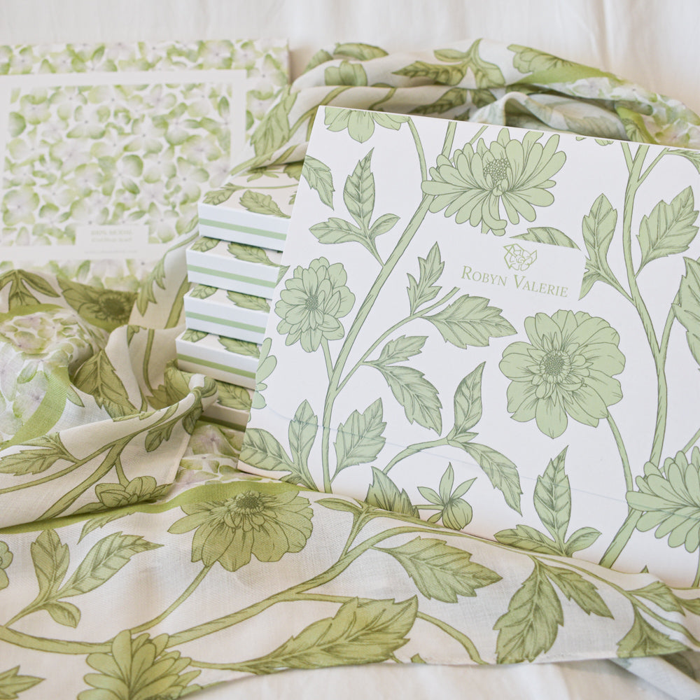 Écharpe vert floral en modal