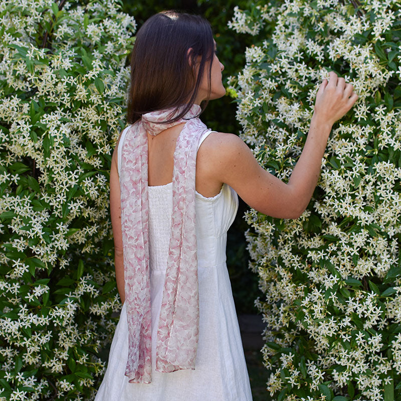 Pink Hydrangeas Silk Chiffon Scarf