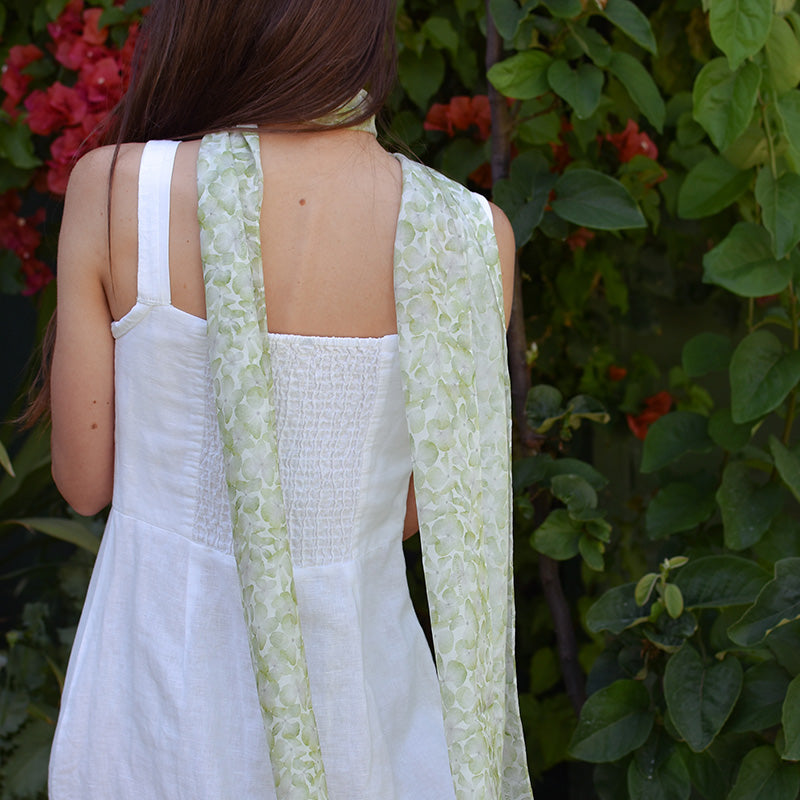 Green Hydrangeas Silk Chiffon Scarf