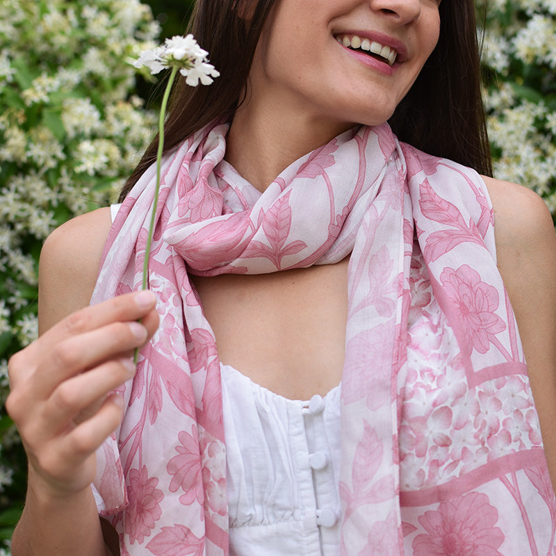 Écharpe en Modal Fleuri Rose