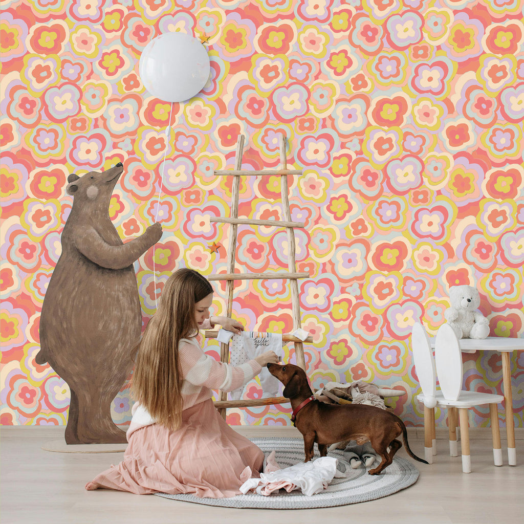 Papier peint rétro fleuri, Pucci