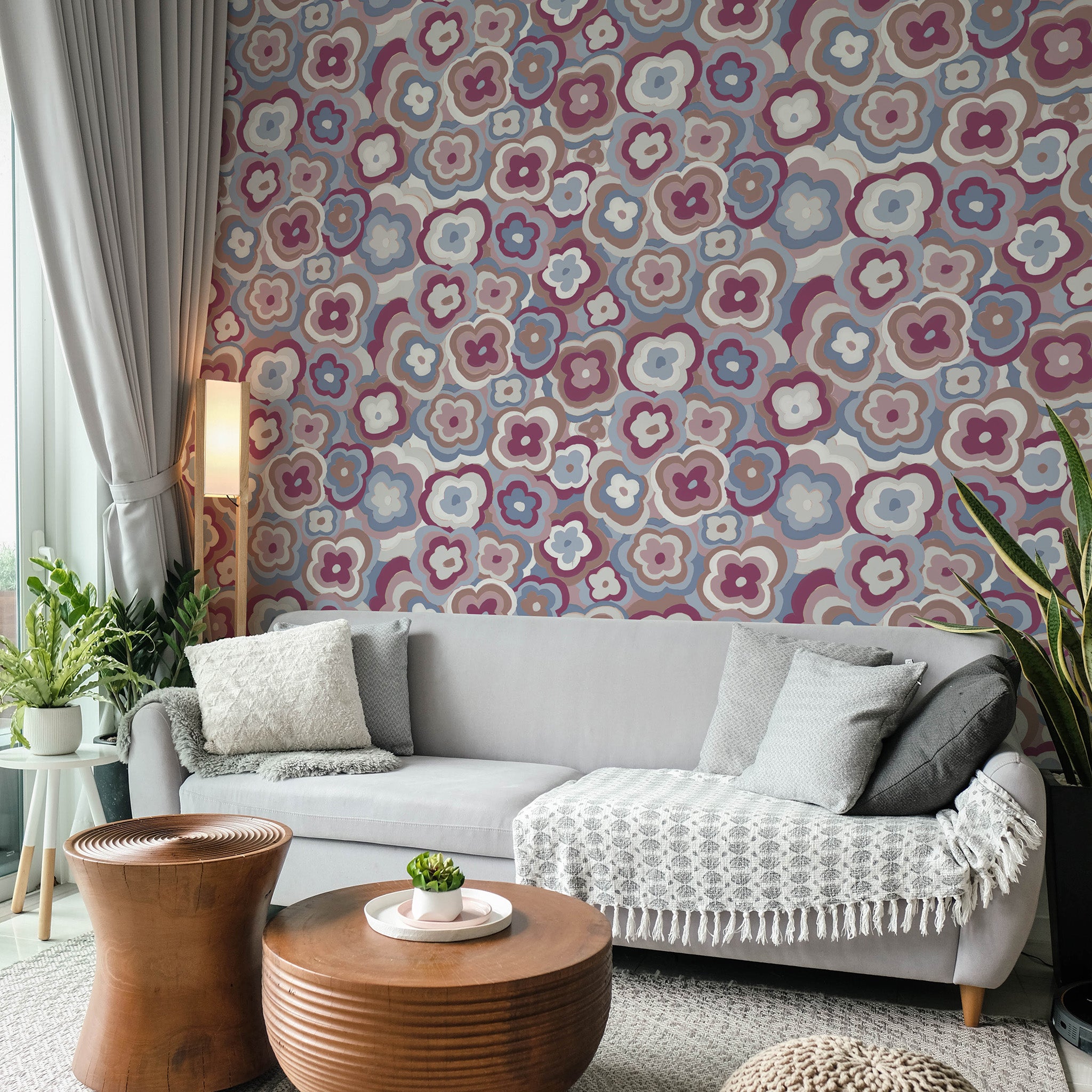 Papier peint rétro floral, Barbe-Bleue