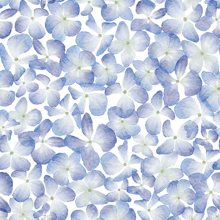 Papier peint hortensias, bleu