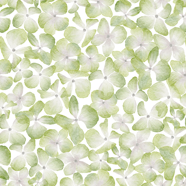 Papier peint Hortensia, Vert