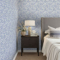 Papier peint hortensias, bleu