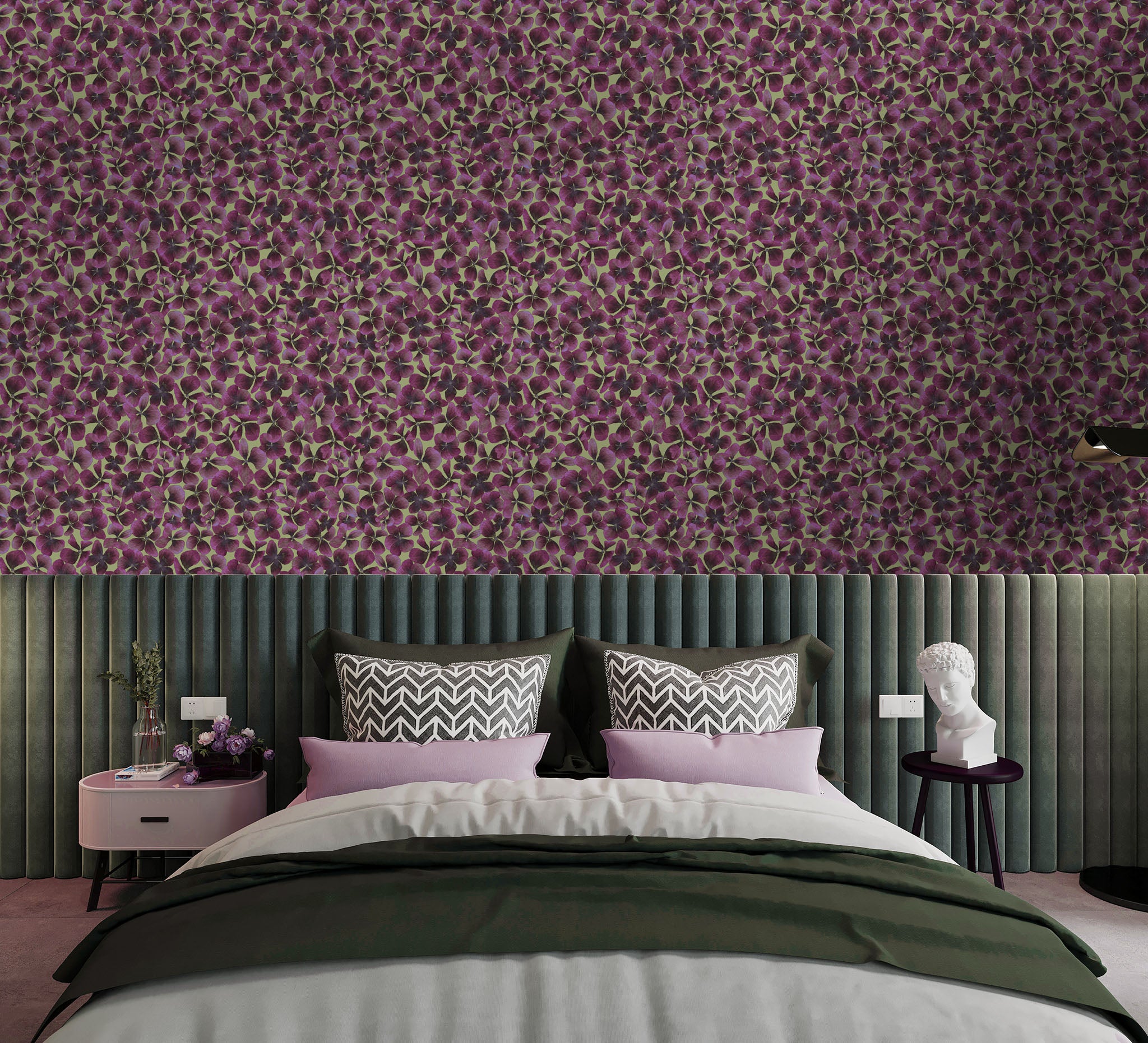 Papier peint Hortensias, Bordeaux