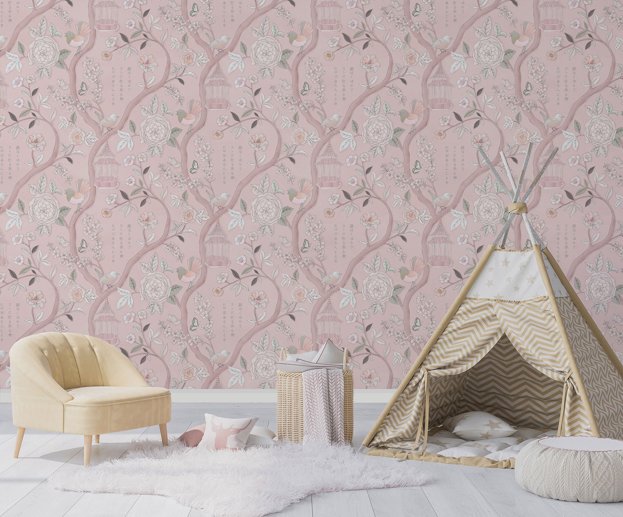 Papier peint Jardin japonais, Rose layette