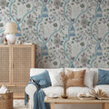 Papier peint Jardin japonais, tons bleus