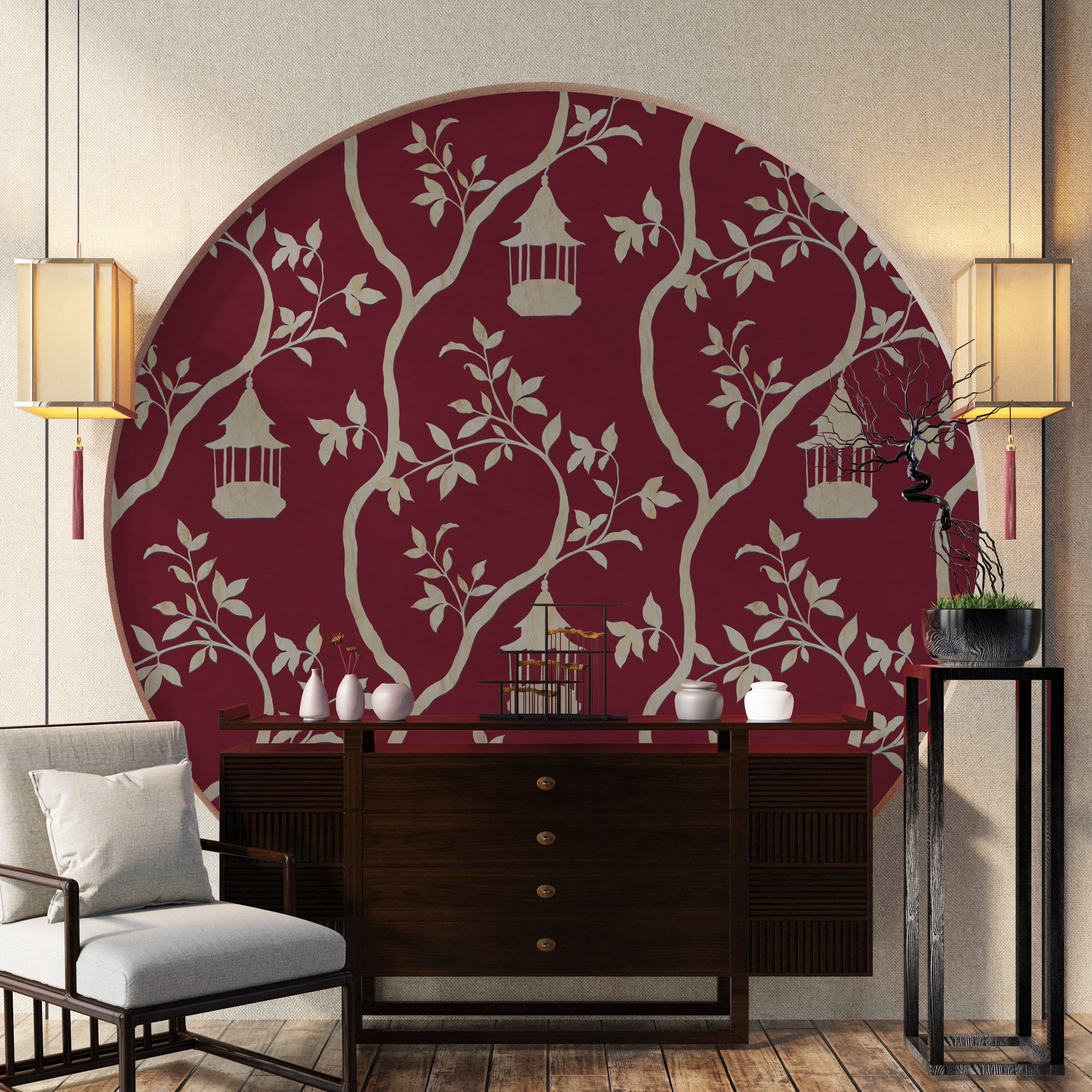 Papier peint Dahlia Retombant, Rosetta