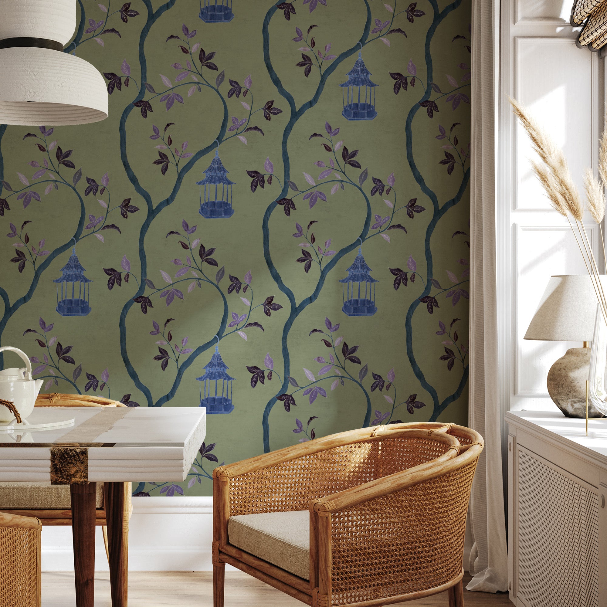 Papier peint Dahlia Retombant, Rosetta