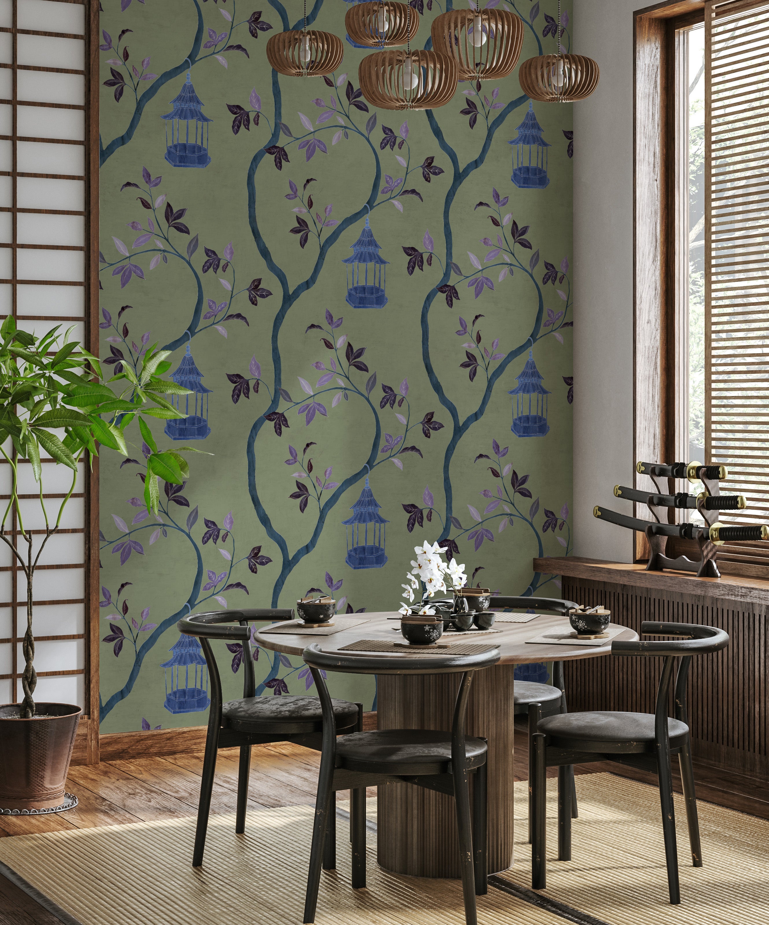 Papier peint Dahlia Retombant, Rosetta