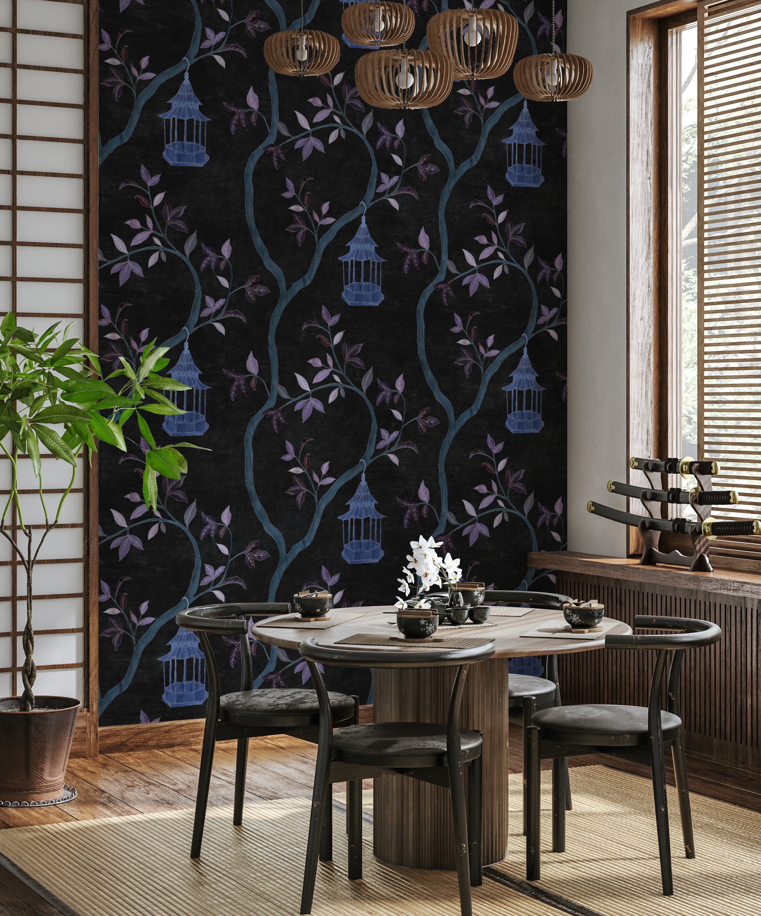 Papier peint Dahlia Retombant, Rosetta