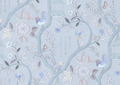 Papier peint Jardin Japonais, Bleu Bébé