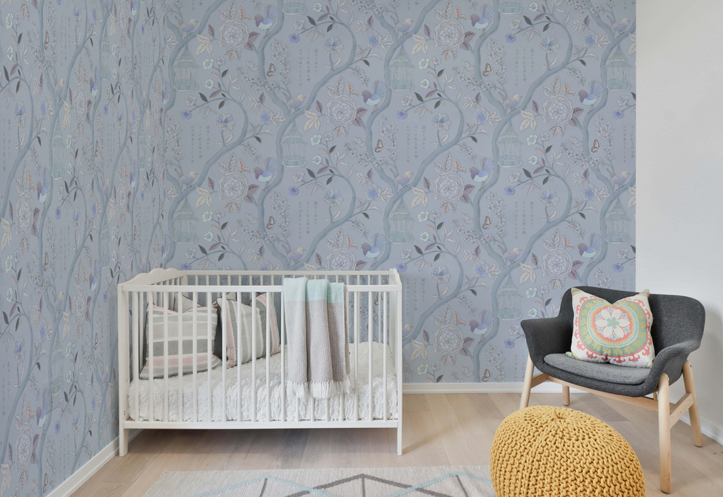 Papier peint Jardin Japonais, Bleu Bébé