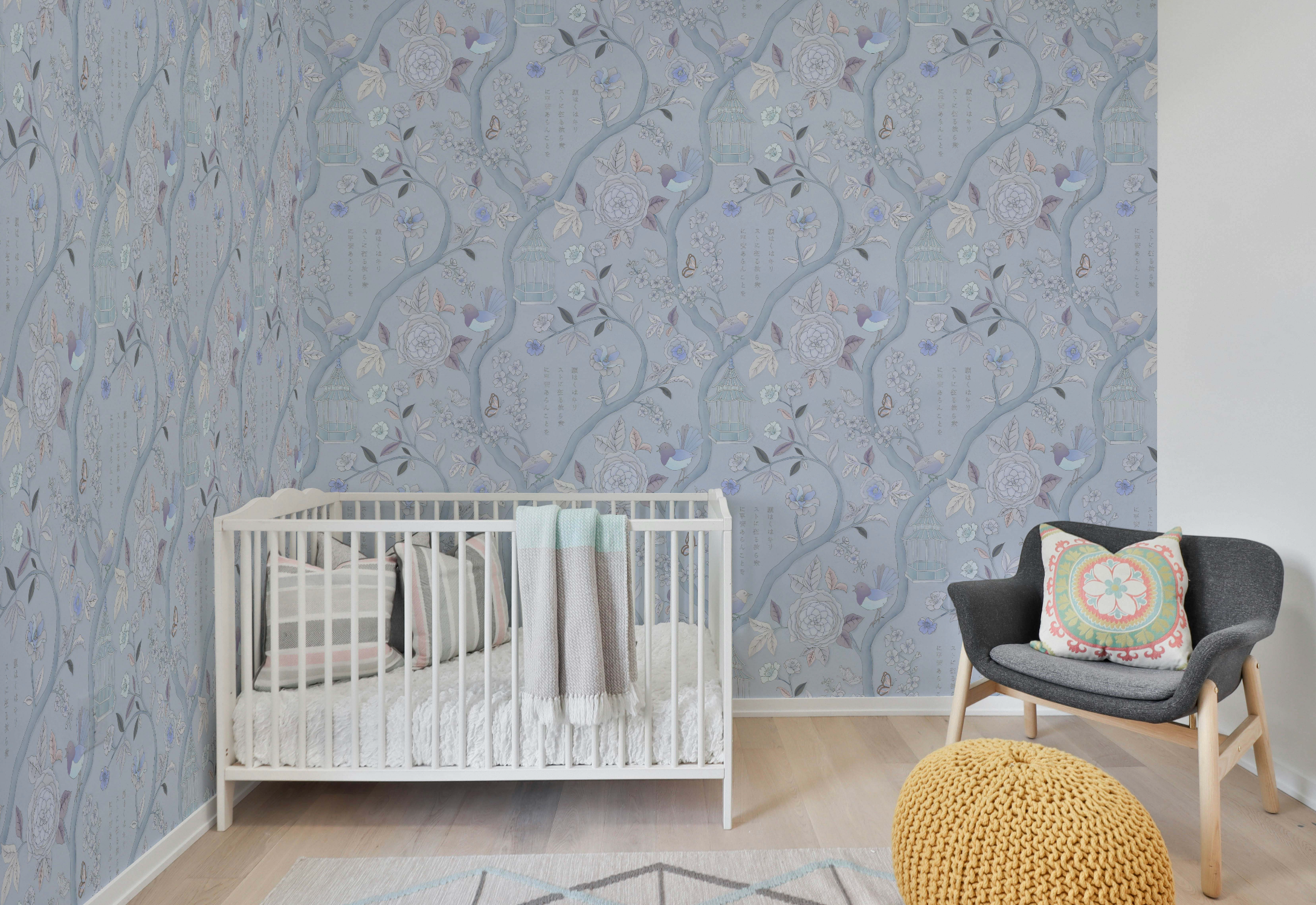 Papier peint Jardin Japonais, Bleu Bébé