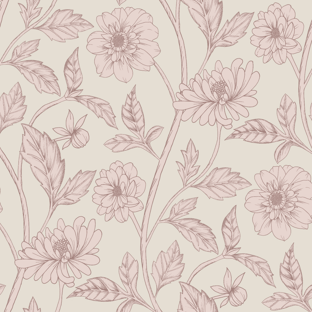 Papier peint Dahlia Retombant, Oyster Haze