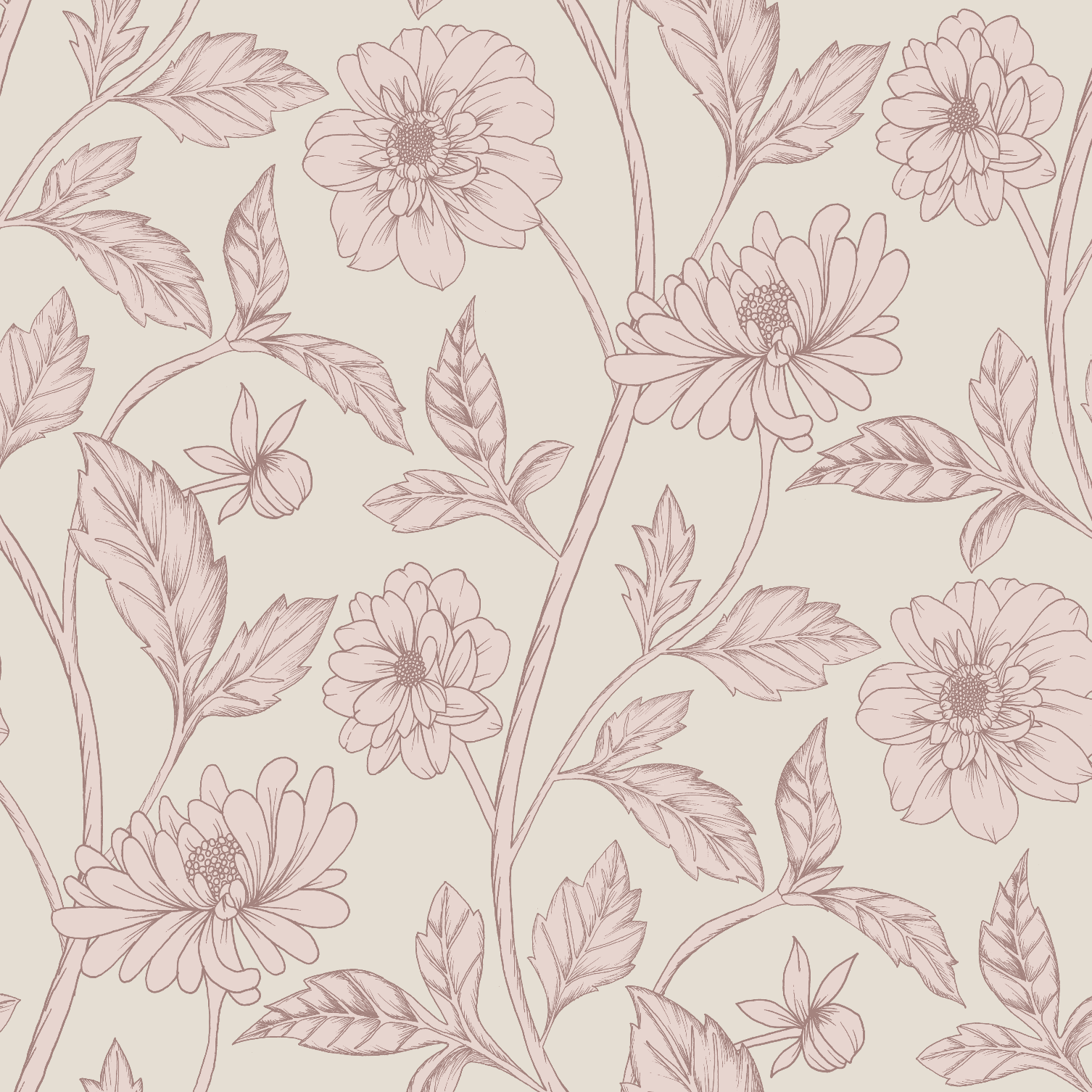 Papier peint Dahlia Retombant, Oyster Haze