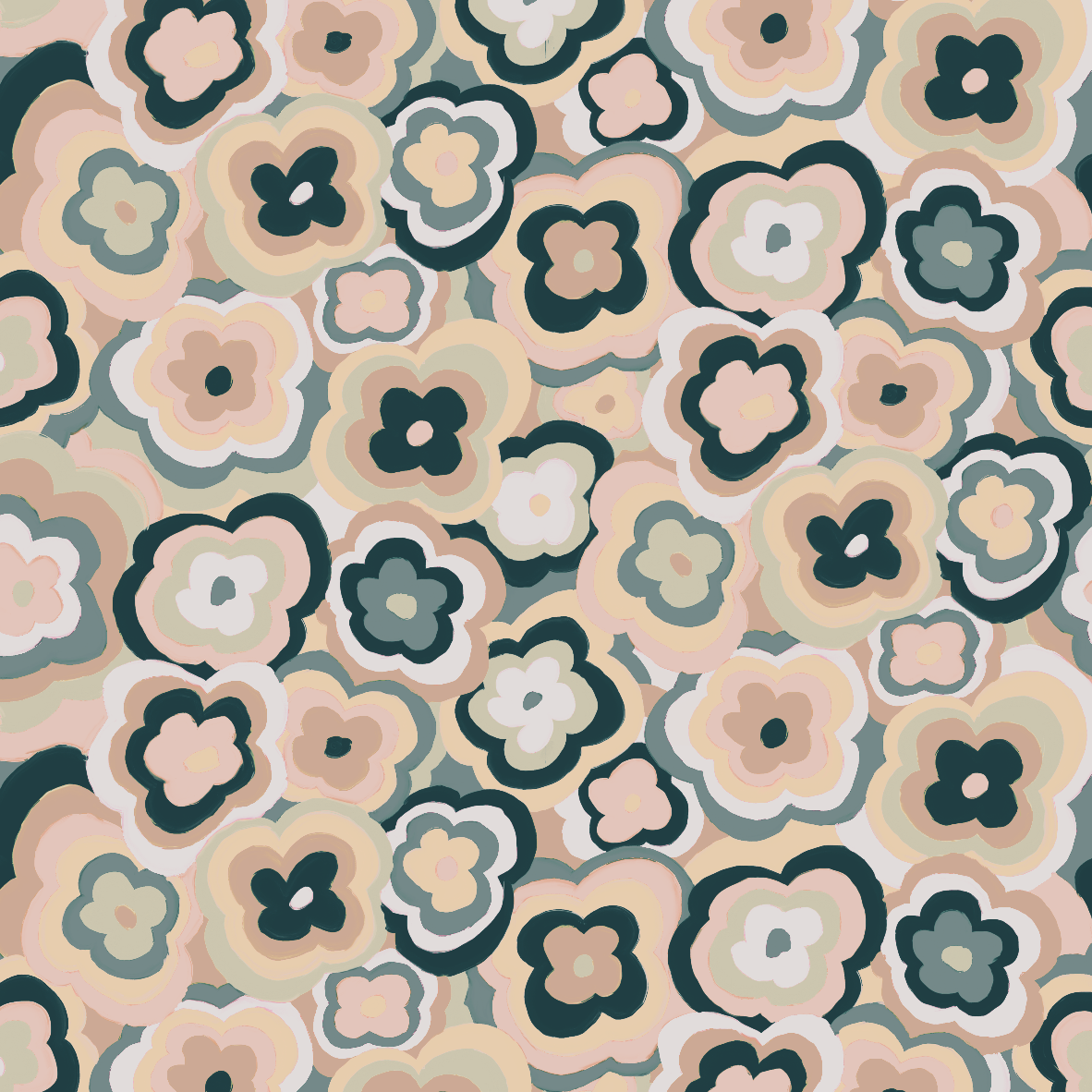 Retro Floral Fabric, Pastel