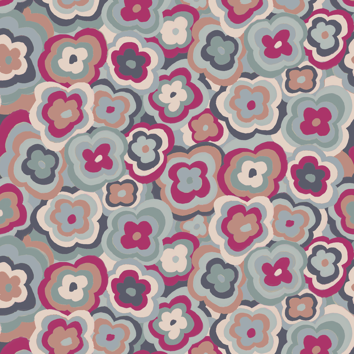 Retro Floral Fabric, Rosetta