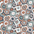 Retro Floral Fabric, Rust