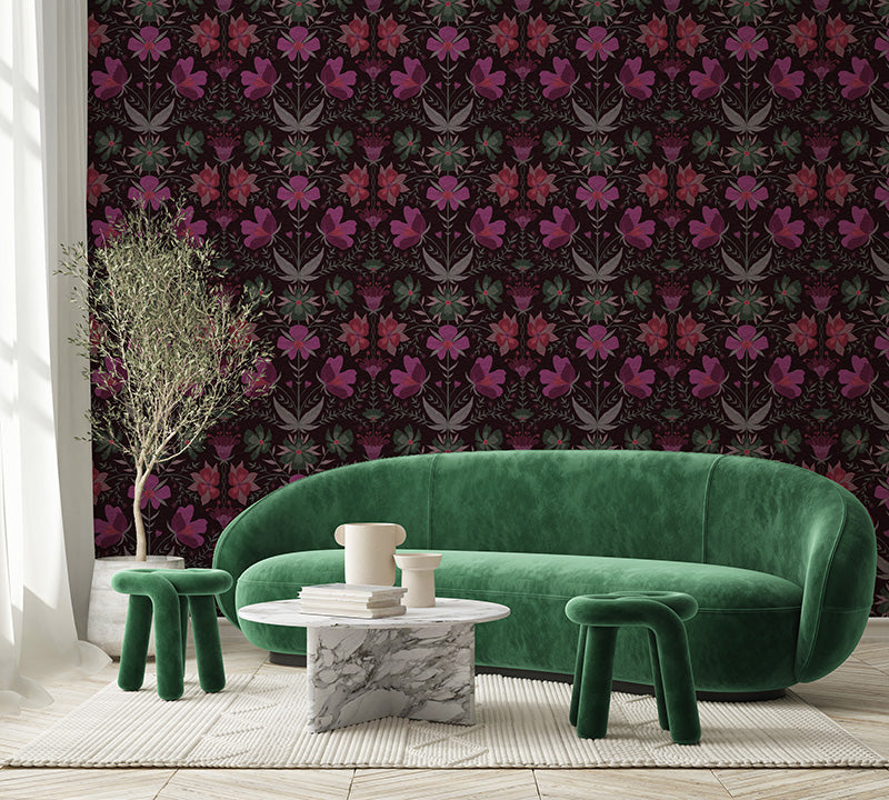 Papier peint Cosmos, violet tyrien