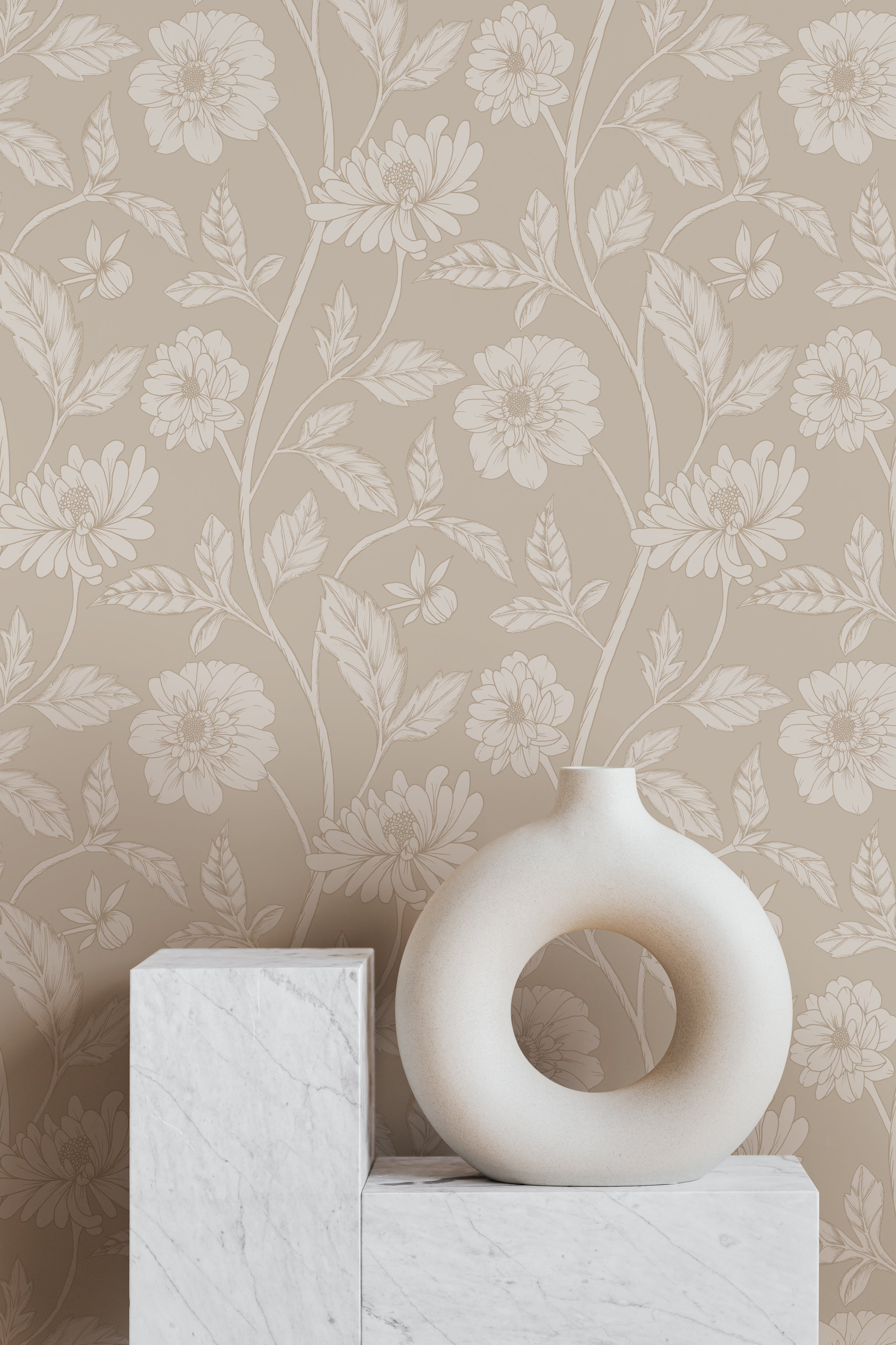 Papier peint Dahlia Retombant, Beige