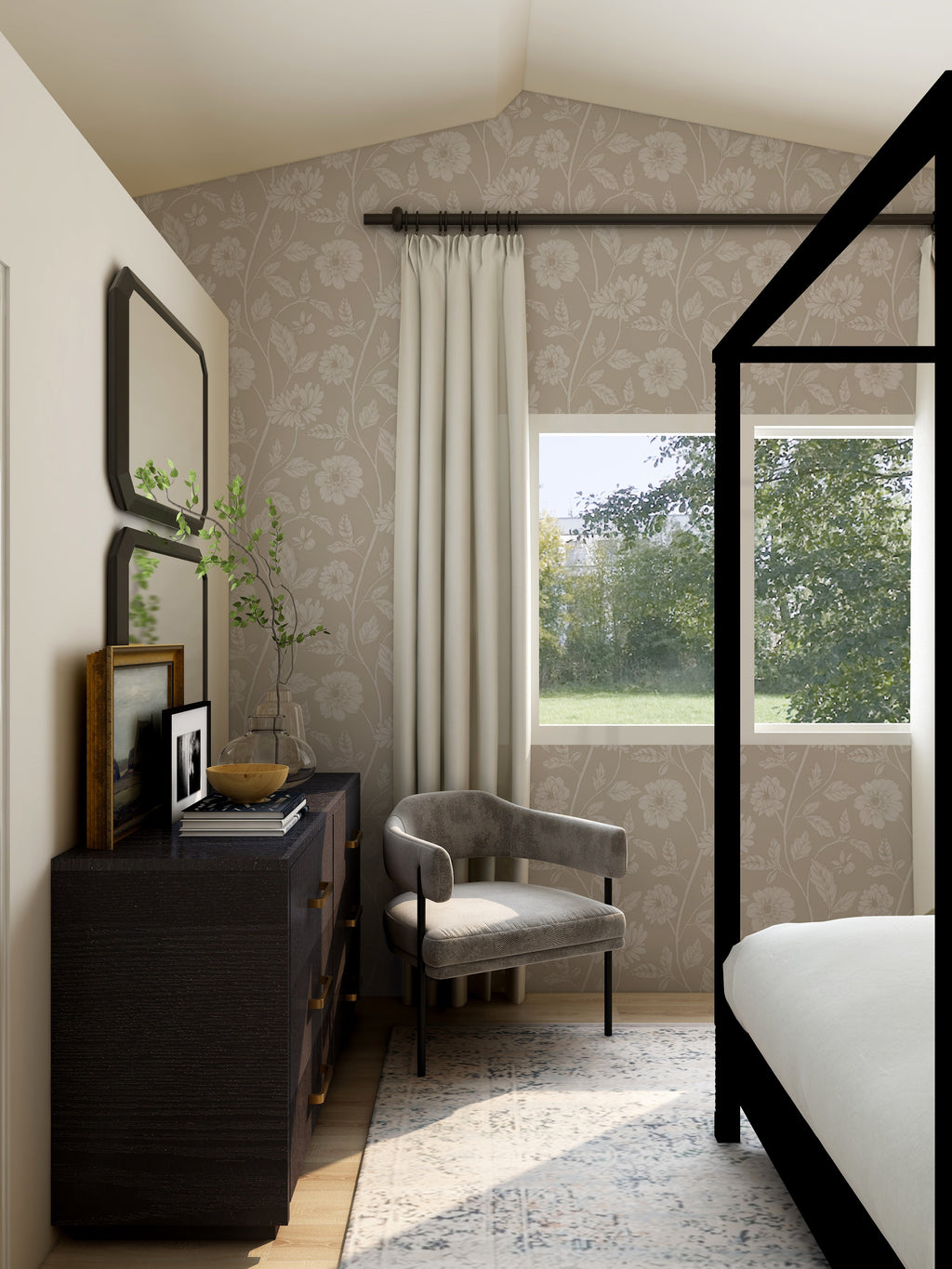 Papier peint Dahlia Retombant, Beige