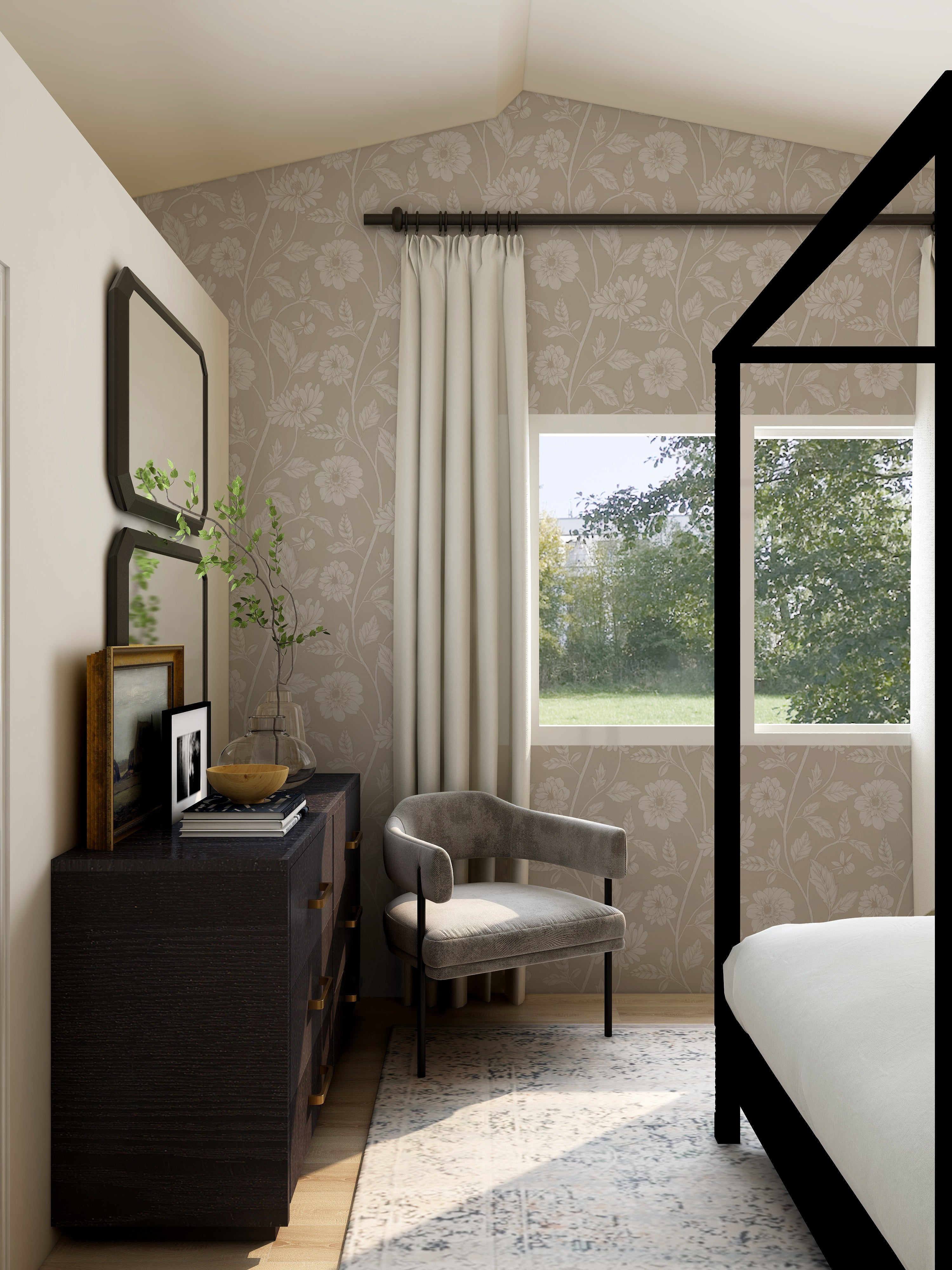 Papier peint Dahlia Retombant, Beige