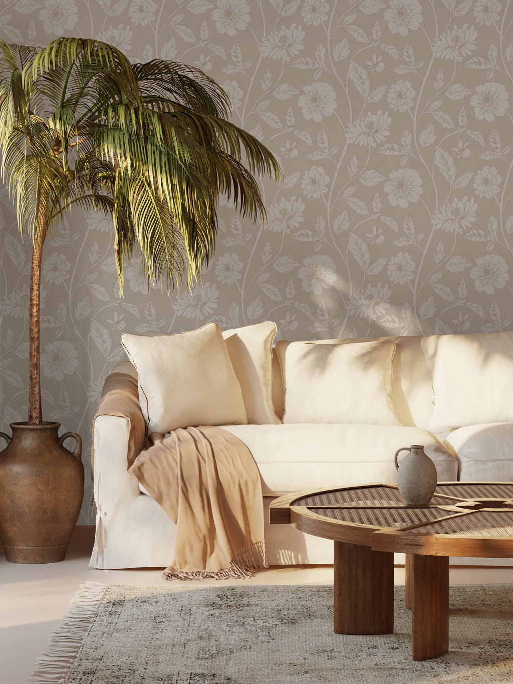 Papier peint Dahlia Retombant, Beige