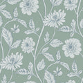 Trailing Dahlia Fabric, Blue Blush