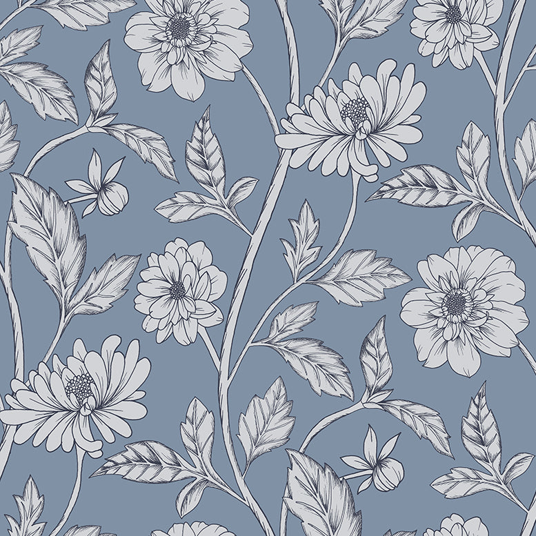Papier peint Dahlia Retombant, Blueberry Soda
