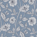 Trailing Dahlia Fabric, Blueberry Soda