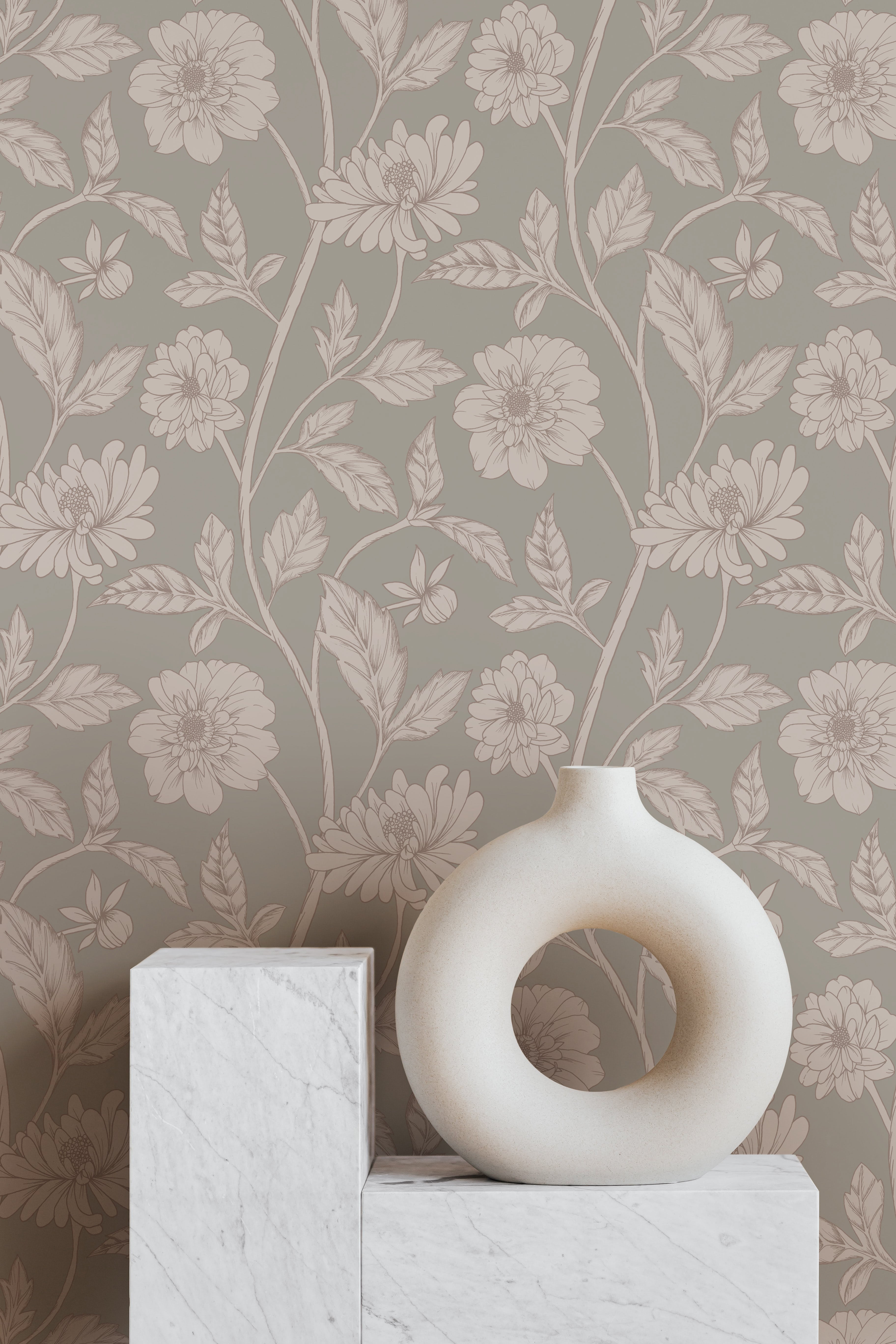 Papier peint Dahlia Retombant, Crystal Grey