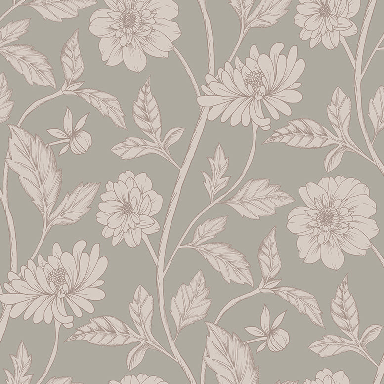 Papier peint Dahlia Retombant, Crystal Grey