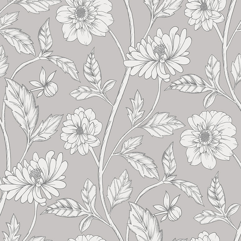 Papier peint Dahlia Retombant, Ice Grey